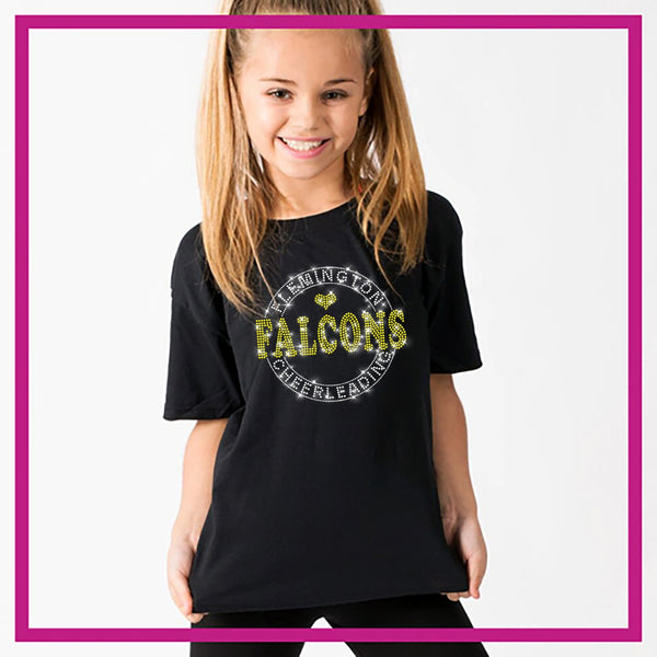 Falcons Cheer Bling Fitted Shirt with Rhinestone Logo - Glitterstarz