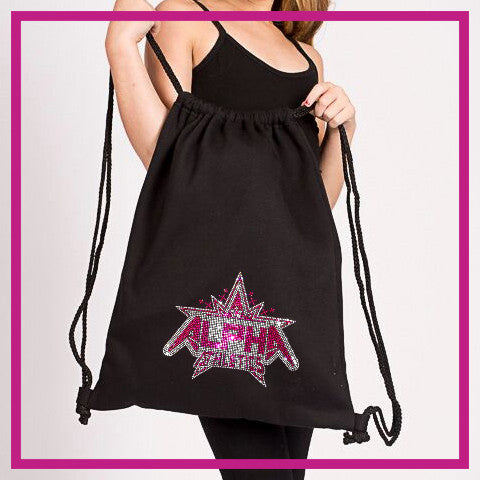 Alpha Athletics Rhinestone Cinch Bag with Bling Logo - Glitterstarz