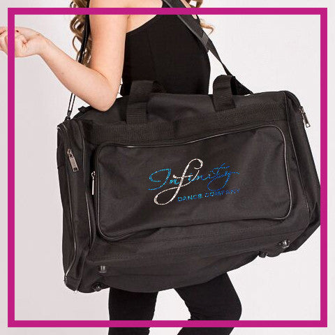 Infinity Dance Company Bling Duffel Bag with Rhinestone Logo Glitterstarz