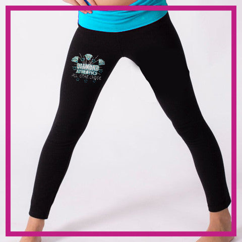 Diamond Cheerleading Bling Yoga Pants with Rhinestone Logo - Glitterstarz