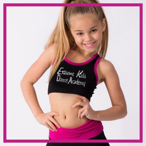 Extreme Kids Dance Academy Everyday Essential Sports Bra with Rhinestone  Logo