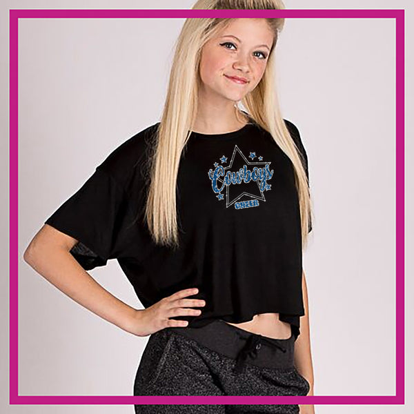 Addison Cowboys Cheer Bling Sparkle Tee with Rhinestone Logo - Navy -  Glitterstarz