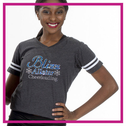 Blizz Allstar Cheerleading Bling Fitted Shirt with Rhinestone Logo -  Glitterstarz