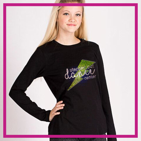 Steppin Out Dance Center Long Sleeve Bling Shirt with Rhinestone Logo