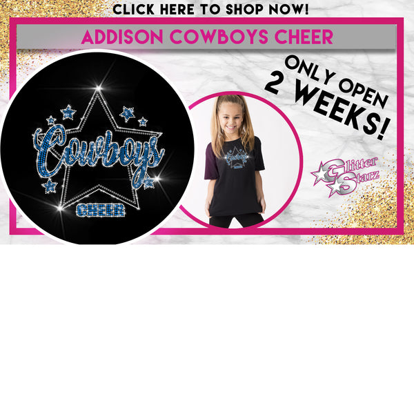 Addison Cowboys Cheer Bling Sparkle Tee with Rhinestone Logo - Navy -  Glitterstarz