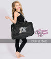 glitterstarz rhinestone duffel bag black with custom bling logo for cheerleading dance