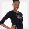 Hilliard Cheer Academy 3/4 Length Sleeve Shirt with Rhinestone Logo