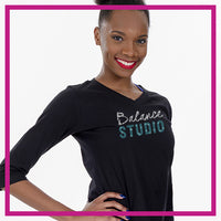 Balance Studio 3/4 Length Sleeve Shirt with Rhinestone Logo