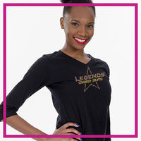 Legends Cheer 3/4 Length Sleeve Shirt with Rhinestone Logo