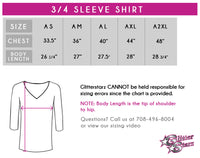 Midwest Xtreme 3/4 Length Sleeve VNeck Shirt with Rhinestone Logo