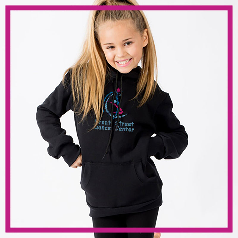 Front Street Dance Center Bling Boyfriend Hoodie with Rhinestone Logo