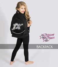 glitterstarz custom bling backpack black with rhinestone team logo for cheerleading dance