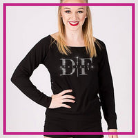 DF Athletics Bling Long Sleeve Lace Back Shirt with Rhinestone Logo