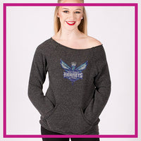 Gray Charles Hornets Bling Favorite Comfy Sweatshirt with Rhinestone Logo