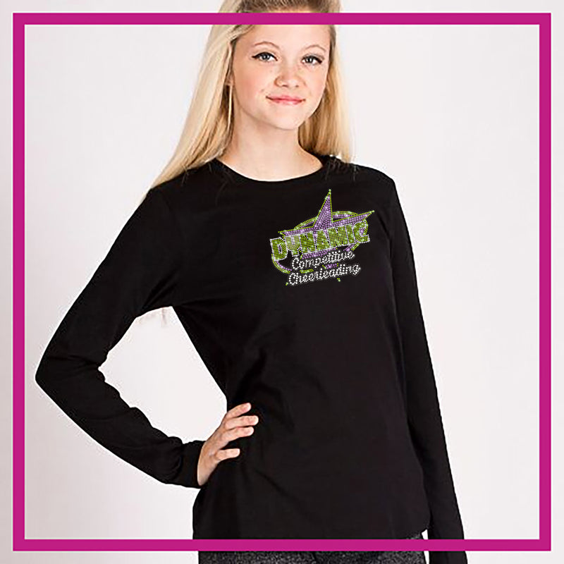 Dynamic Competitive Cheer Long Sleeve Bling Shirt with Rhinestone