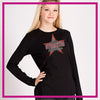 Starlites Dance Team Fitted Long Sleeve Bling Shirt with Rhinestone Logo