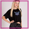 Gray Charles Hornets Bling Crop Top with Rhinestone Logo