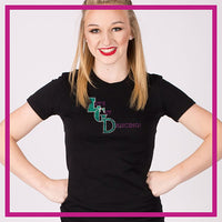 Fitted-Short-Sleeve-Tshirt-lets-get-dancing-GlitterStarz-Custom-Rhinestone-Bling-Apparel-for-Cheer-and-Dance