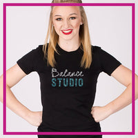 Balance Studio Bling Fitted Shirt with Rhinestone Logo