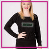 North Bay Mustangs Bling Long Sleeve Lace Back Shirt with Rhinestone Logo