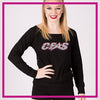 Cheer Factor Bling Long Sleeve Lace Back Shirt with Rhinestone Logo