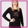 Take the Floor Dance Academy Bling Long Sleeve Lace Back Shirt with Rhinestone Logo