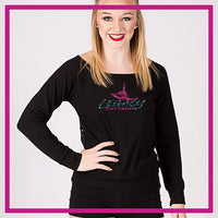 Legacy Dance Company Bling Long Sleeve Lace Back Shirt with Rhinestone Logo