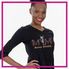 M&M Dance 3/4 Length Sleeve Shirt with Rhinestone Logo