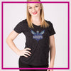 Gray Charles Hornets Bling Sparkle Tee with Rhinestone Logo