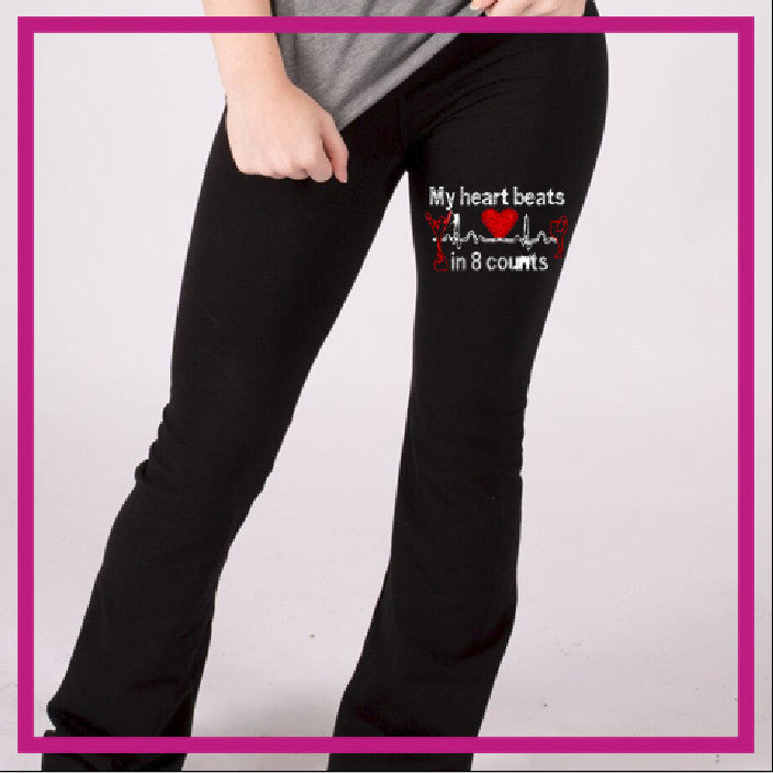 My Heart Beats in 8 Counts Bling Yoga Pants with Rhinestone Logo -  Glitterstarz