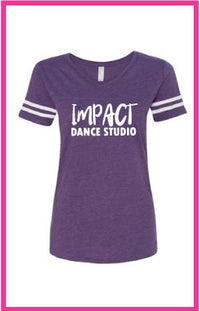Impact Dance Studio Ladies Vneck Football Tee with Vinyl Logo