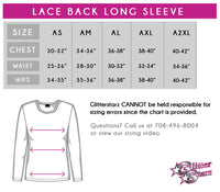Steppin' Out Dance Center Bling Long Sleeve Lace Back Shirt with Rhinestone Logo