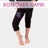 GlitterStarz Bling Basics Rhinestone Rollover Capri Leggings with custom team Logo