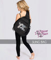 glitterstarz rhinestone sling bag black with bling logo for cheerleading dance teams